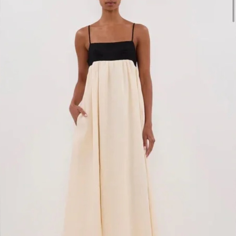 DISSH Black and Cream Spaghetti-Strap Maxi 
Elena Buttermilk Linen maxi dress